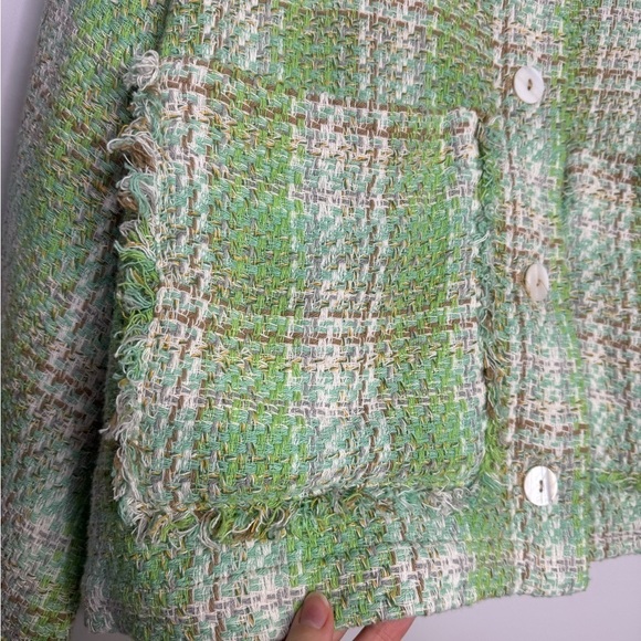 Zara cropped green tweed jacket size small - Picture 4 of 6